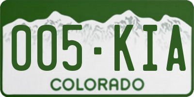 CO license plate 005KIA