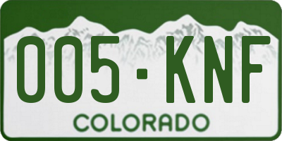 CO license plate 005KNF