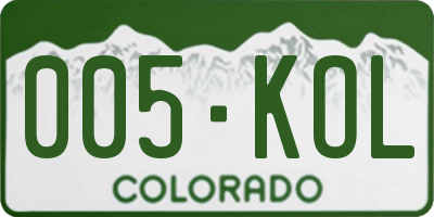 CO license plate 005KOL