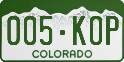 CO license plate 005KOP