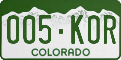 CO license plate 005KOR