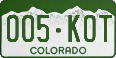 CO license plate 005KOT