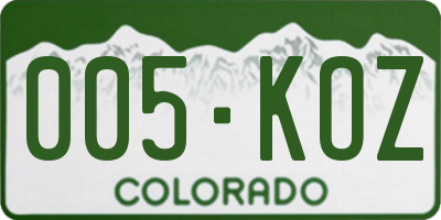 CO license plate 005KOZ