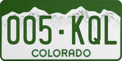 CO license plate 005KQL