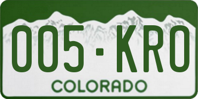 CO license plate 005KRO