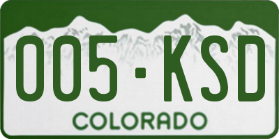 CO license plate 005KSD