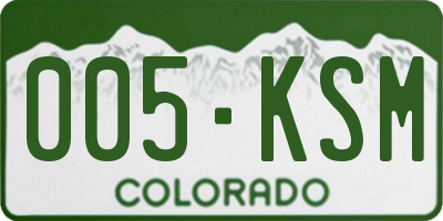 CO license plate 005KSM