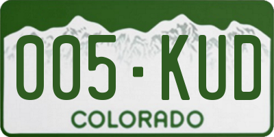 CO license plate 005KUD