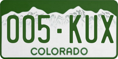 CO license plate 005KUX
