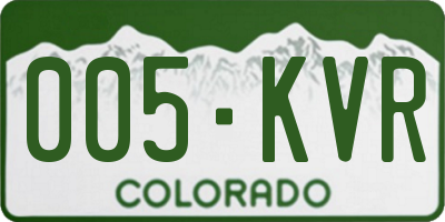 CO license plate 005KVR