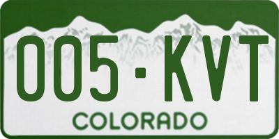 CO license plate 005KVT