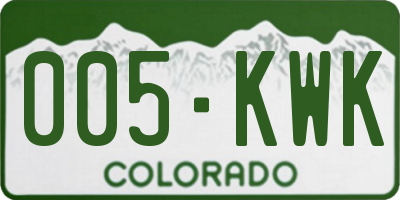CO license plate 005KWK