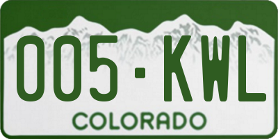 CO license plate 005KWL