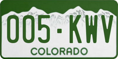 CO license plate 005KWV