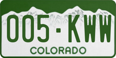 CO license plate 005KWW