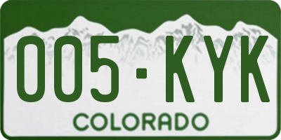 CO license plate 005KYK
