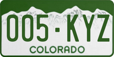 CO license plate 005KYZ
