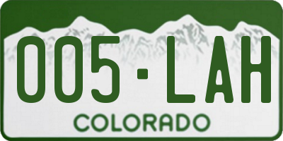 CO license plate 005LAH