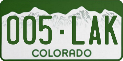 CO license plate 005LAK