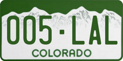 CO license plate 005LAL