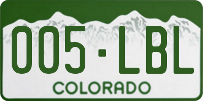 CO license plate 005LBL