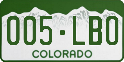 CO license plate 005LBO