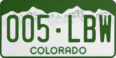 CO license plate 005LBW