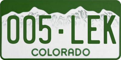 CO license plate 005LEK