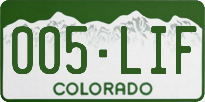CO license plate 005LIF