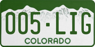 CO license plate 005LIG