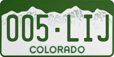 CO license plate 005LIJ