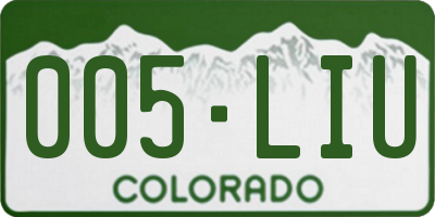 CO license plate 005LIU