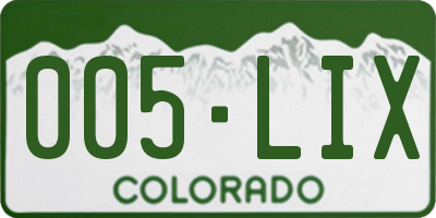CO license plate 005LIX
