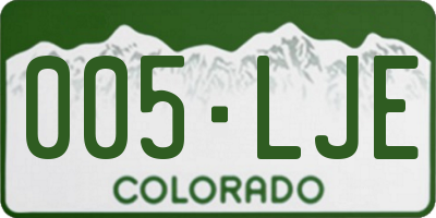 CO license plate 005LJE