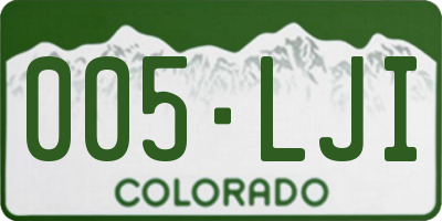 CO license plate 005LJI
