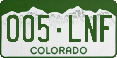 CO license plate 005LNF