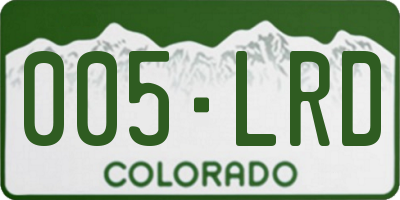 CO license plate 005LRD
