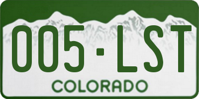 CO license plate 005LST