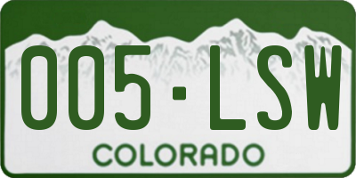 CO license plate 005LSW