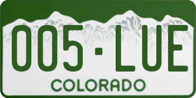 CO license plate 005LUE