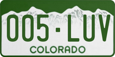 CO license plate 005LUV