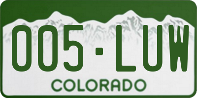 CO license plate 005LUW