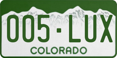 CO license plate 005LUX