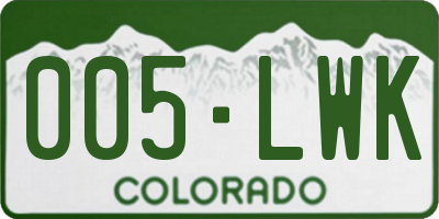 CO license plate 005LWK
