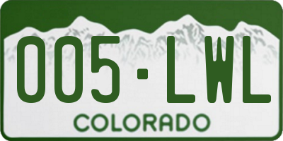 CO license plate 005LWL