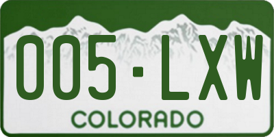 CO license plate 005LXW