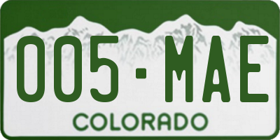 CO license plate 005MAE