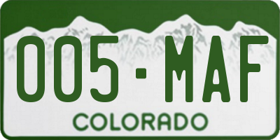 CO license plate 005MAF