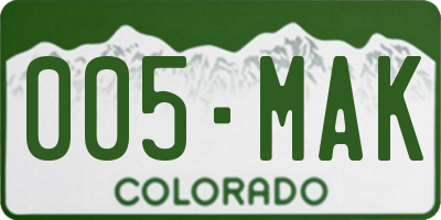 CO license plate 005MAK