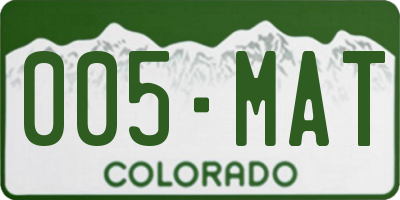 CO license plate 005MAT